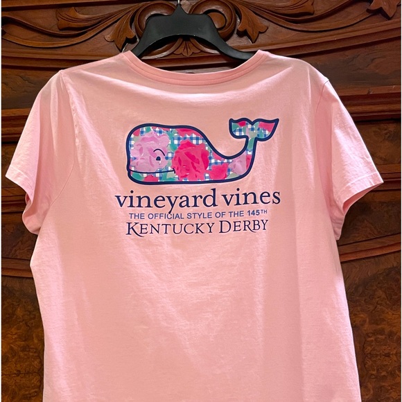 Vineyard Vines Tops - Vineyard Vines 145th Kentucky Derby whale short sleeve t-shirt ladies pink